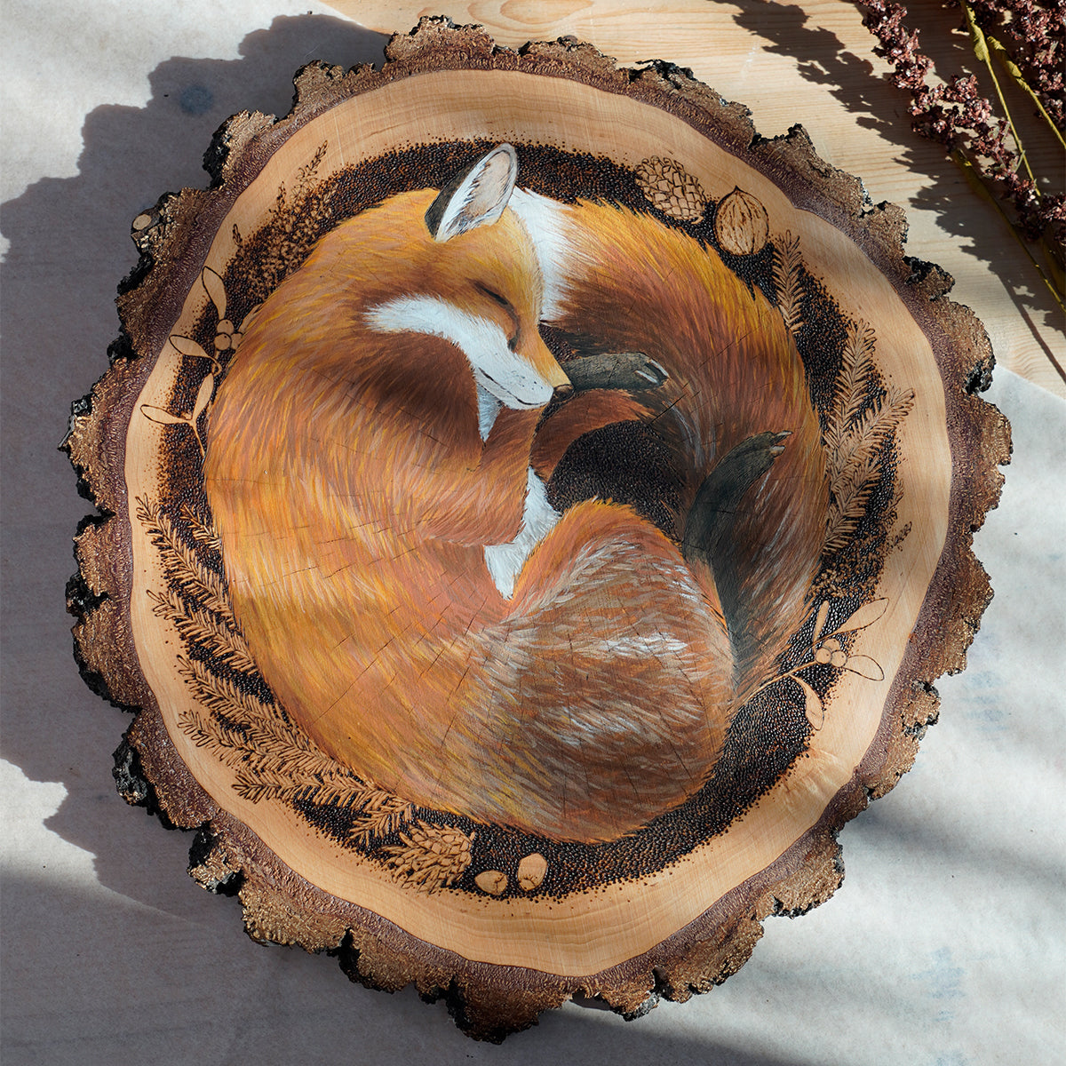 Original | Behutsam im Schlaf - Holzkunst (ca. 32 cm Ø)