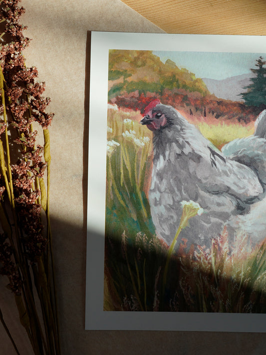 Kunstdruck - Landleben - Huhn - 21x21 cm