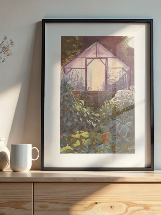 Kunstdruck - Lichtspiel am Abend - Gartenbild