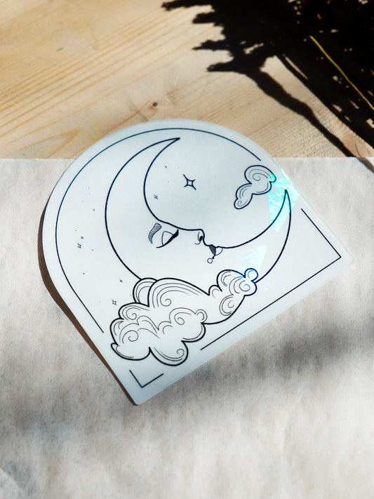 Suncatcher Fenstersticker „Mond“ – Regenbogen Aufkleber für Fenster