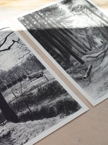Kunstdruck - 2er Set - Am Waldrand & Der Spaziergang - 26 x 36 cm