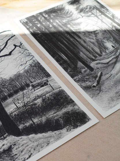Kunstdruck - 2er Set - Am Waldrand & Der Spaziergang - 26 x 36 cm