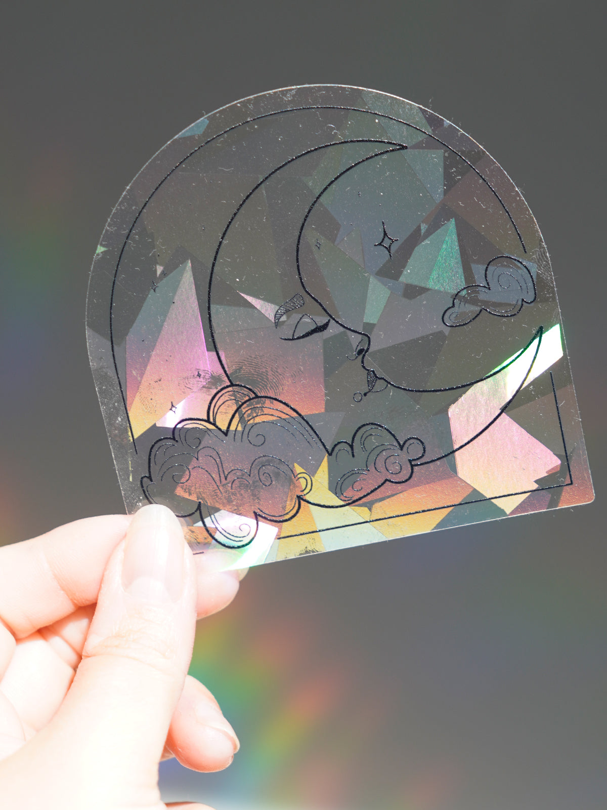 Suncatcher Fenstersticker „Mond“ – Regenbogen Aufkleber für Fenster