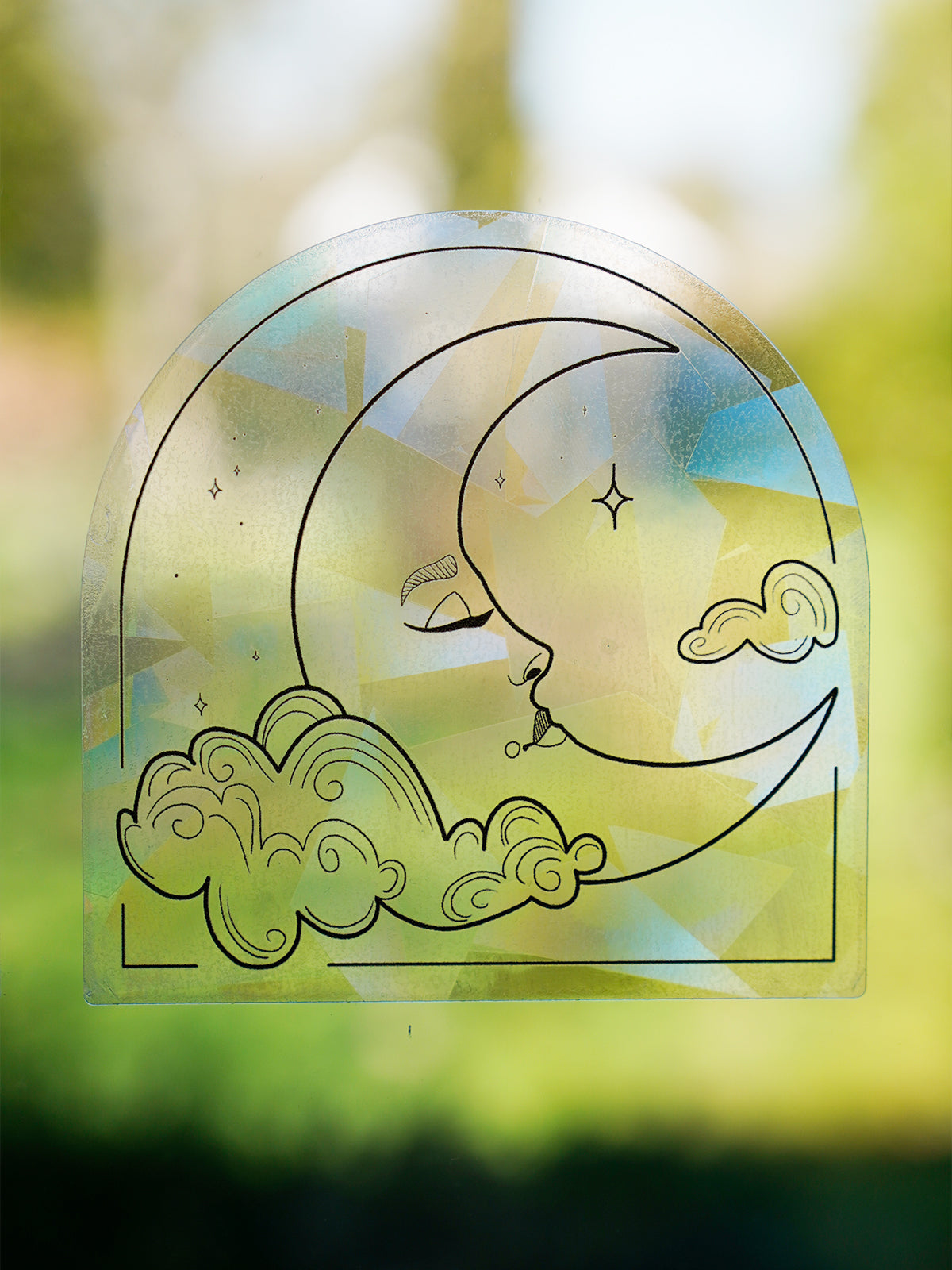 Suncatcher Fenstersticker „Mond“ – Regenbogen Aufkleber für Fenster