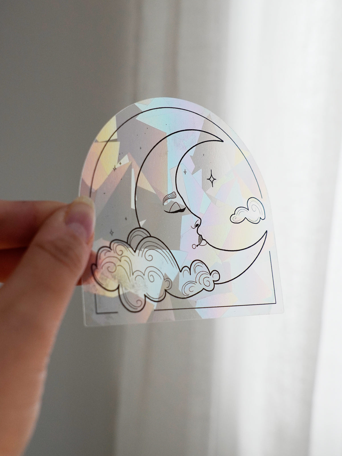 Suncatcher Fenstersticker „Mond“ – Regenbogen Aufkleber für Fenster