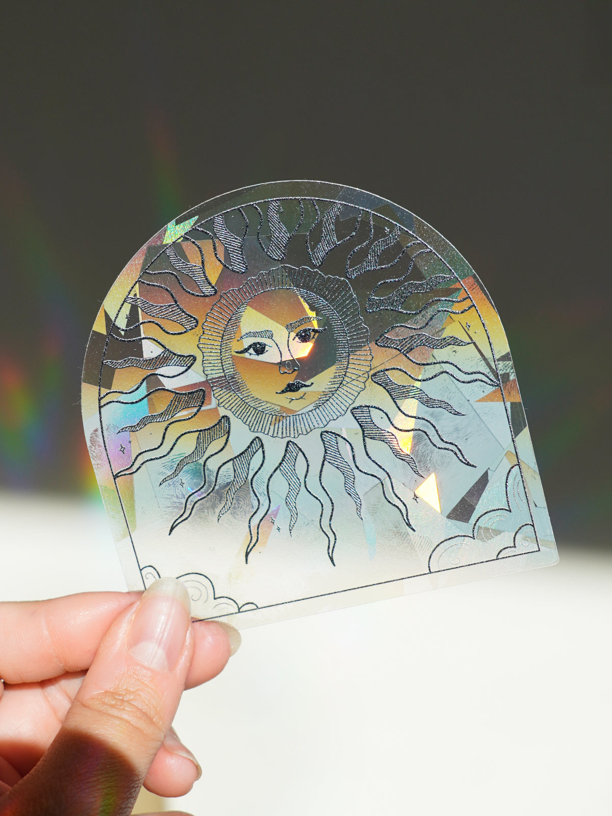Suncatcher Fenstersticker „Sonne“ – Regenbogen Fensteraufkleber Sonne