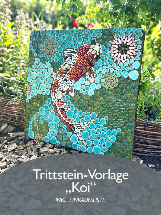 Trittstein-Vorlage „Koi“ – inkl. Einkaufsliste (DE & EN)