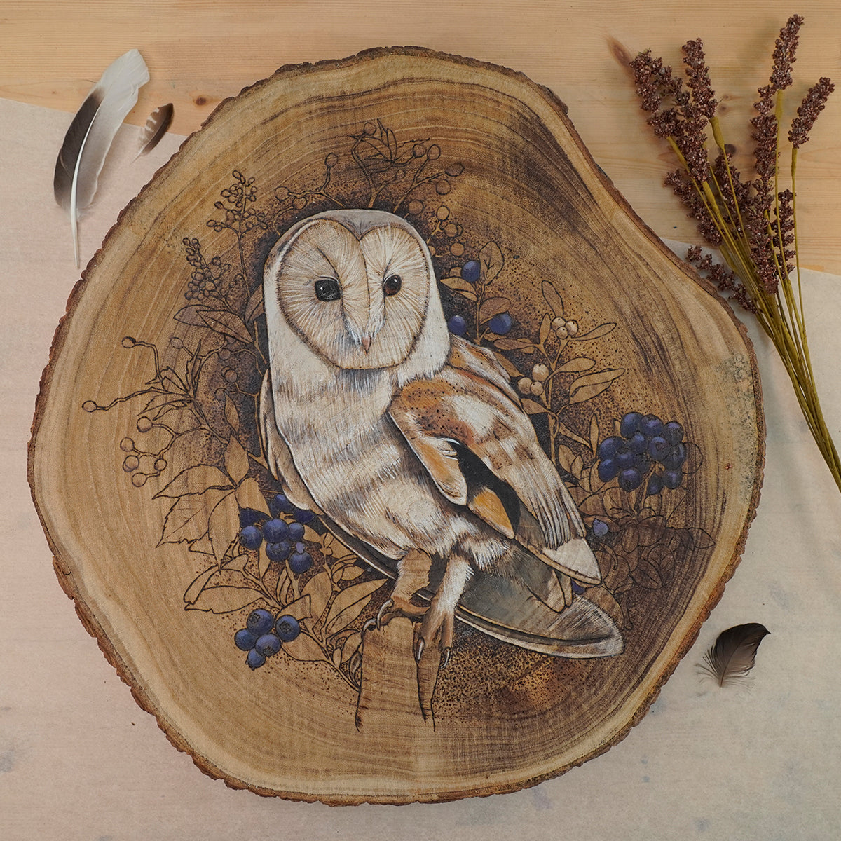 Original | Wachsam im Dickicht - Holzkunst (ca. 50 cm Ø)